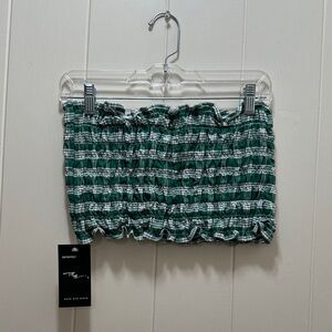 Green Palaka Strapless Top